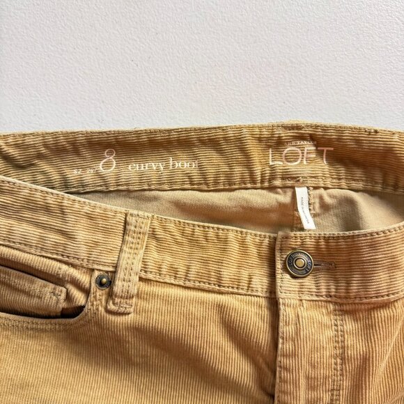 Loft Beige Pants Women's Corduroy Size 29/8 Curvy Boot Mid Rise - Picture 4 of 12